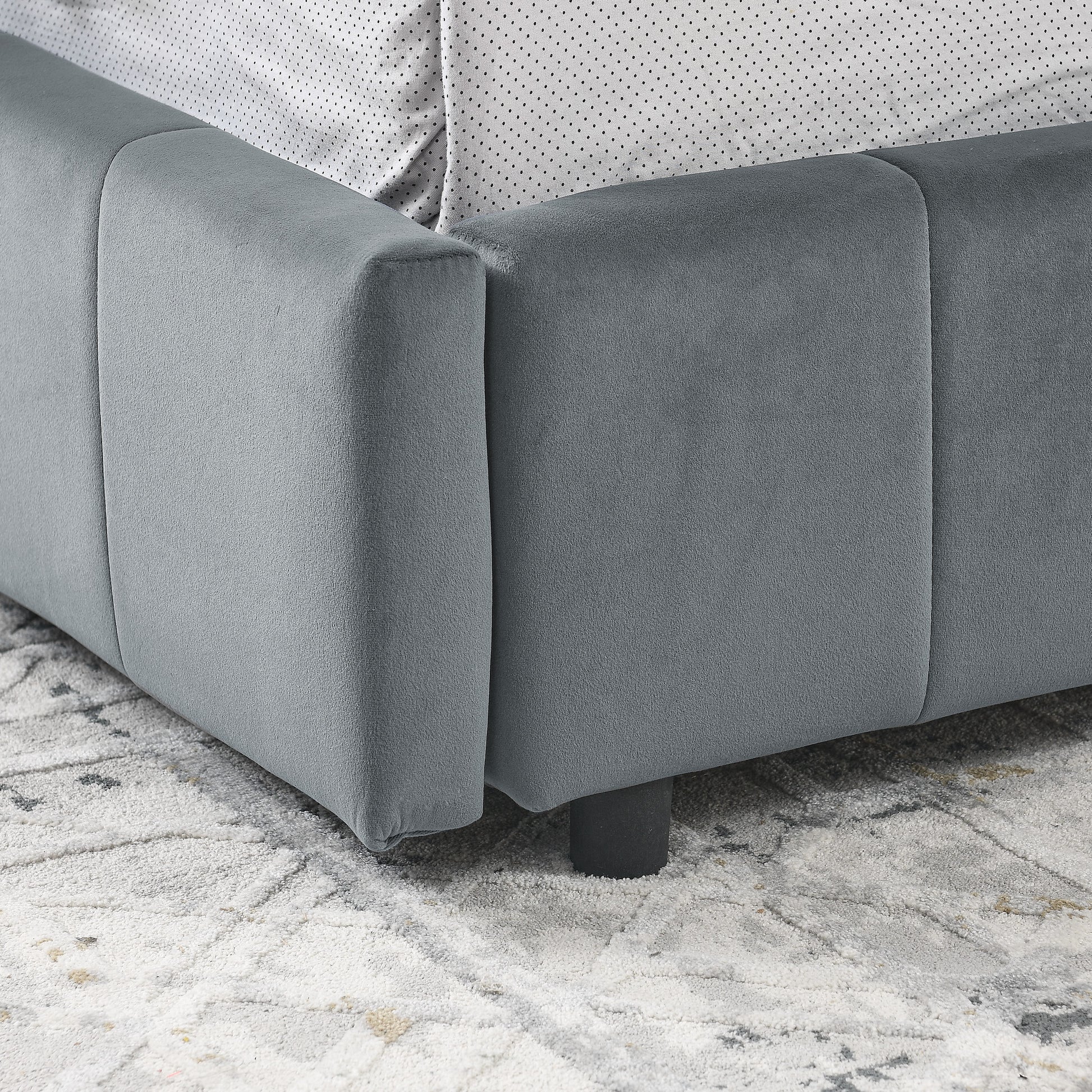 Full Size Storage Upholstered Tufted Bed Frame, Sofa Bed Frame with Comfortable Backrest and Armrests, Full Size Bed for Bedroom, Living Room,Velvet, GREY(80.5''*59''*29.5'') image 8