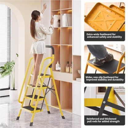 4 Step Ladder with Handrails, Folding Step Stool with Anti-Slip Wide Pedals image 6
