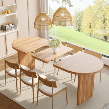55.12"-70.87"Modern Extendable Dining Table with removable extension leaves,Mid-century modern style home table,Suitable for dining rooms, kitchens, and living rooms,Natural Walnut image 1