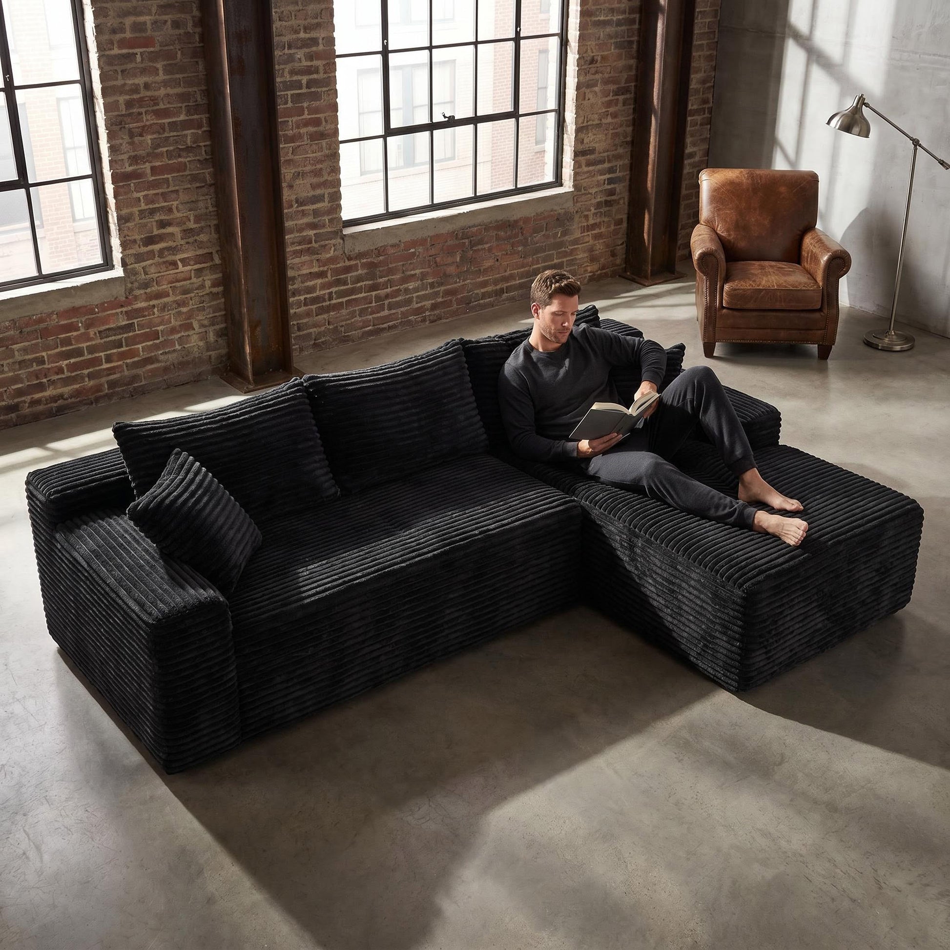 106.3" Cloud Modular Sectional Sofa Couch with L-Shape Chaise,Modern Minimalist Upholstered Couches for Living Room Bedroom,Deep Seat Corner Couch,No Assembly Required image 2
