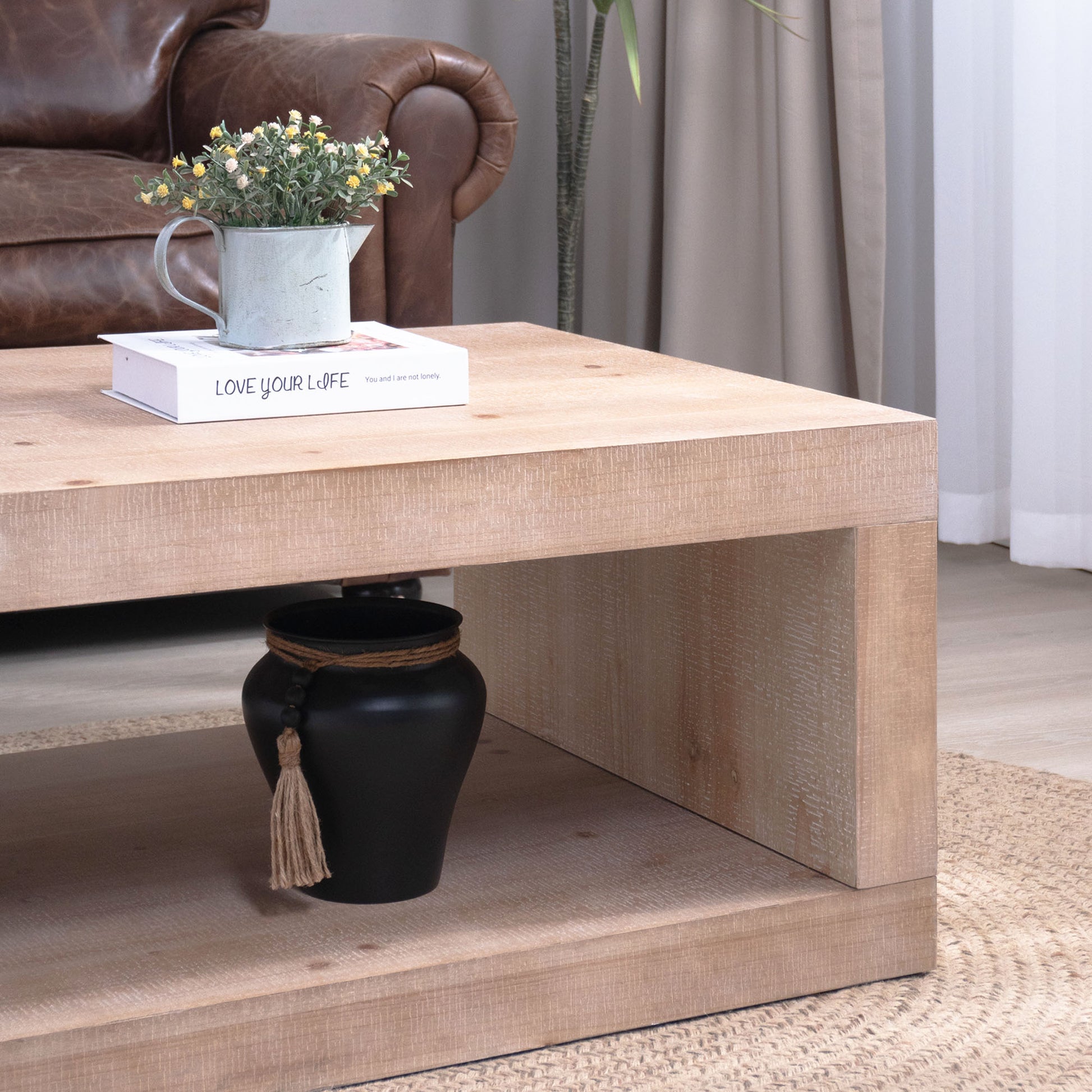 Rustic coffee table, Wood coffee table, Farmhouse coffee table, Modern rustic furniture, Coffee table with shelf, Wooden living room table image 8