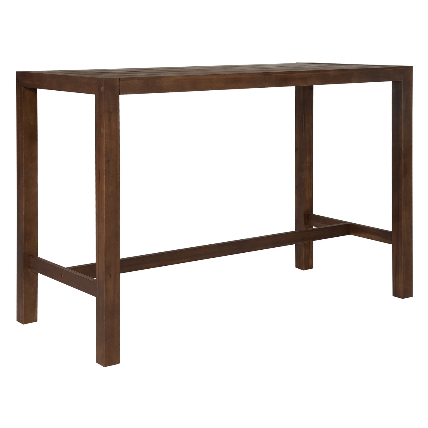 TREXM 5-Piece Rustic Patio Bar Set, Patio Table and Chairs Set with Ergonomic Chairs, Solid Wood Slatted Tabletop for Poolside, Balcony, Backyard, Porch (Mocha+Beige Cushion) image 6