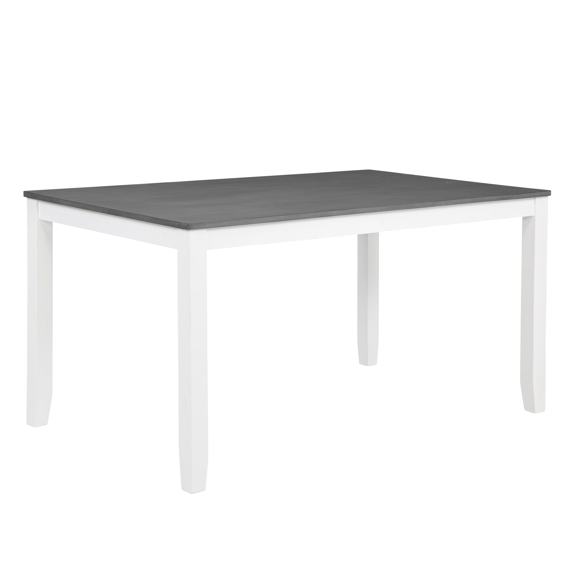 6 Piece Kitchen Dining Set, Rectangular Wooden Dining Table with 4 Upholstered Chairs and a Bench, Dining Table Set for 6 People, Living Room and Kitchen, Grey & White two tone image 11