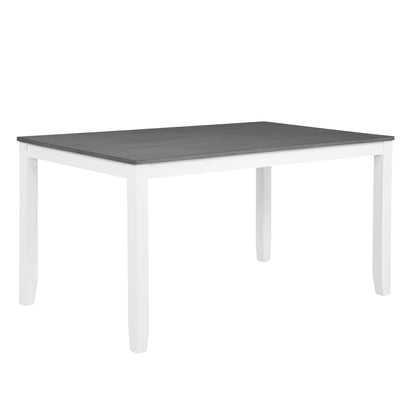 6 Piece Kitchen Dining Set, Rectangular Wooden Dining Table with 4 Upholstered Chairs and a Bench, Dining Table Set for 6 People, Living Room and Kitchen, Grey & White two tone image 11