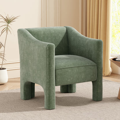 Modern Barrel Chair Accent Chair 29.9" Upholstered Armchair for Living Room and Bedroom, Green image 1