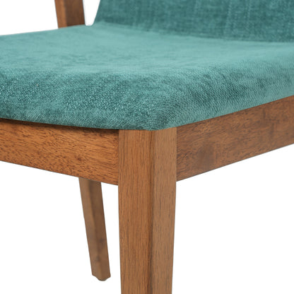 Mid-Century Modern Dining Chairs Set of 2 - Green Fabric Upholstered Armchairs with Walnut Color Rubber Wood Frame, 250lbs Capacity for Kitchen & Dining Room image 12