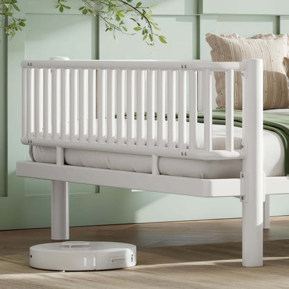 Queen Size Platform Bed with Storage Drawers, Metal Daybed Frame with Upgraded Safety Round-Pipe Design, Low Profile Design, White image 5
