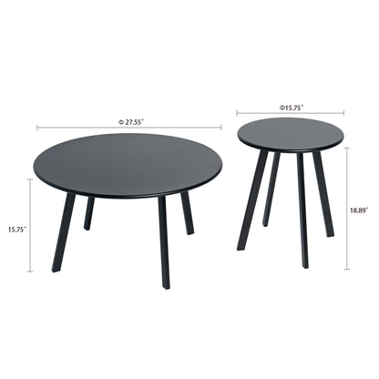 2-Piece Round Nesting Coffee Table Set, Modern Black Metal Side & End Tables, Space-Saving Accent Table Set for Living Room, Bedroom, Balcony, Patio, Indoor & Outdoor Use image 5