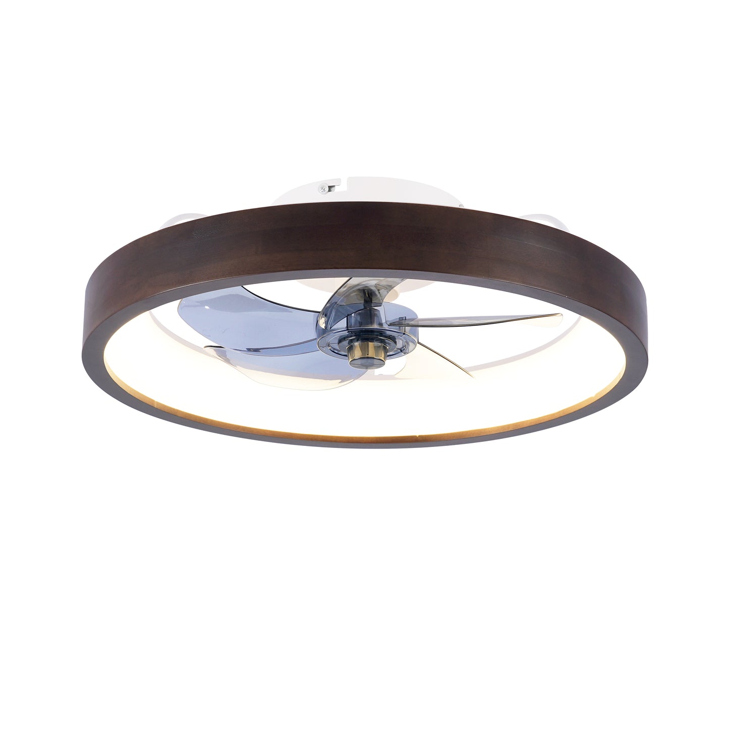 20" Modern Flush Mount Ceiling Fans with Lights Kit (LED), 3000-6500K Dimmable LED Fan Light, 6 Speeds, Quiet DC Motor For Living room, Bedroom,Kitchen----Wood+White image 1