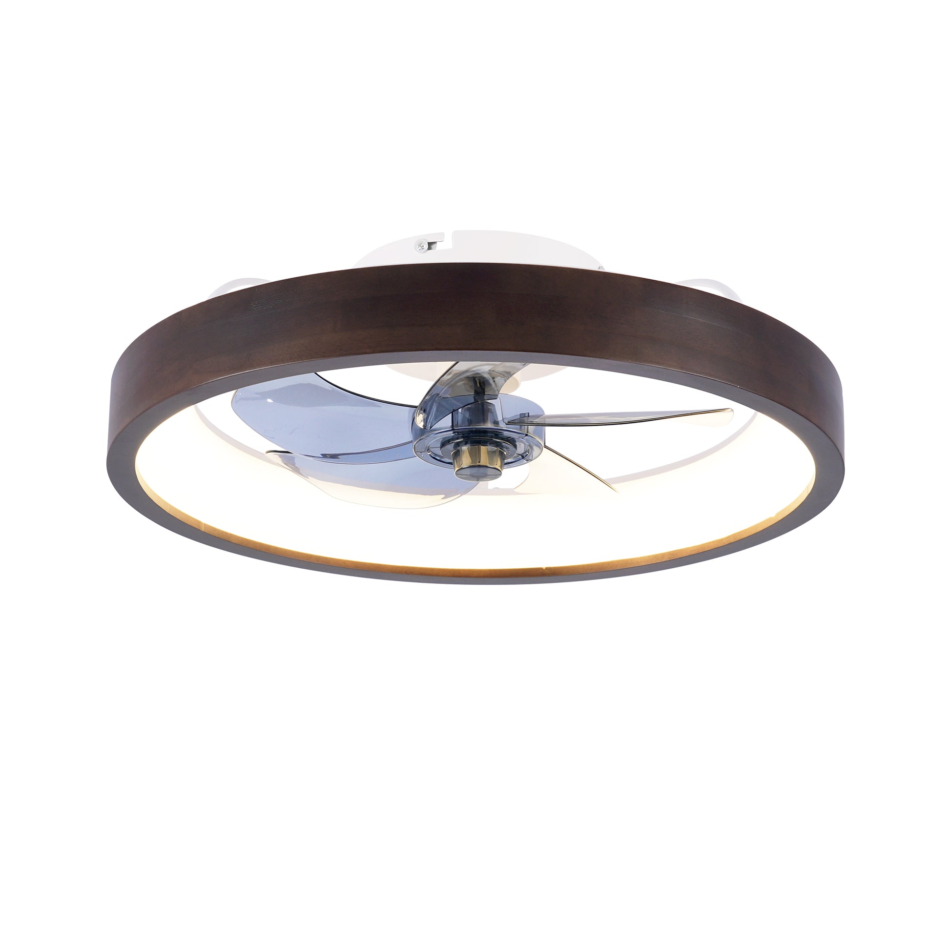 20" Modern Flush Mount Ceiling Fans with Lights Kit (LED), 3000-6500K Dimmable LED Fan Light, 6 Speeds, Quiet DC Motor For Living room, Bedroom,Kitchen----Wood+White image 1