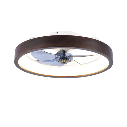 20" Modern Flush Mount Ceiling Fans with Lights Kit (LED), 3000-6500K Dimmable LED Fan Light, 6 Speeds, Quiet DC Motor For Living room, Bedroom,Kitchen----Wood+White image 1