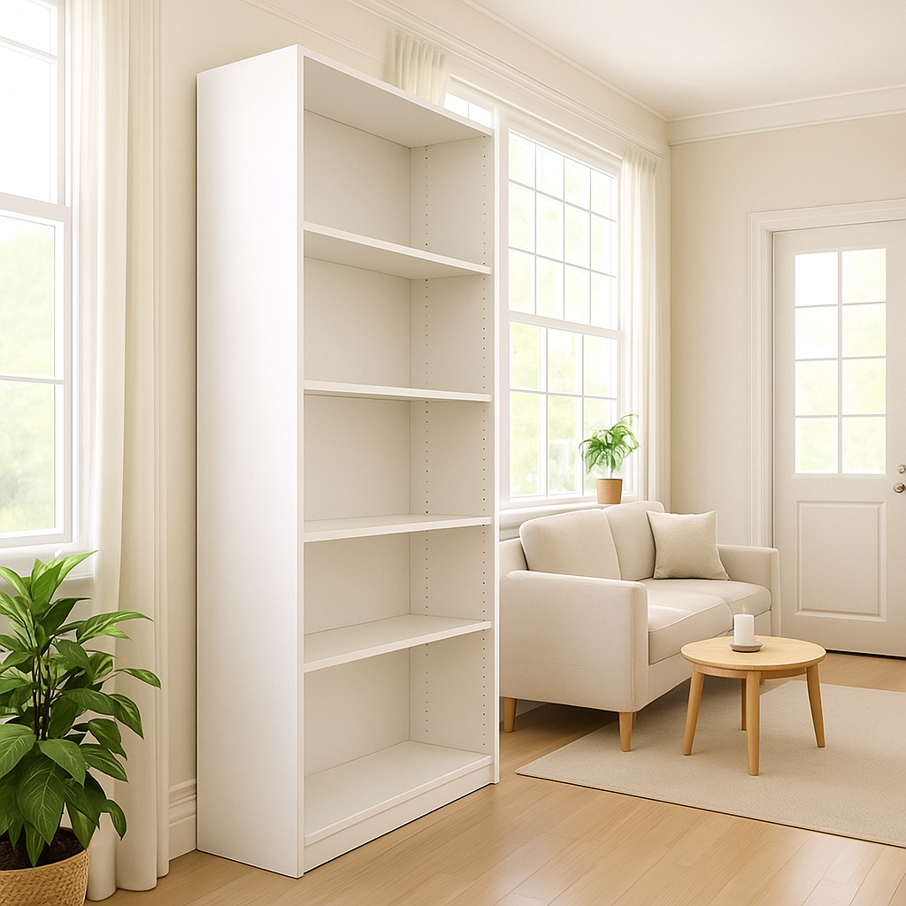 5-Tier Bookshelves Storage Cabinet White image 4
