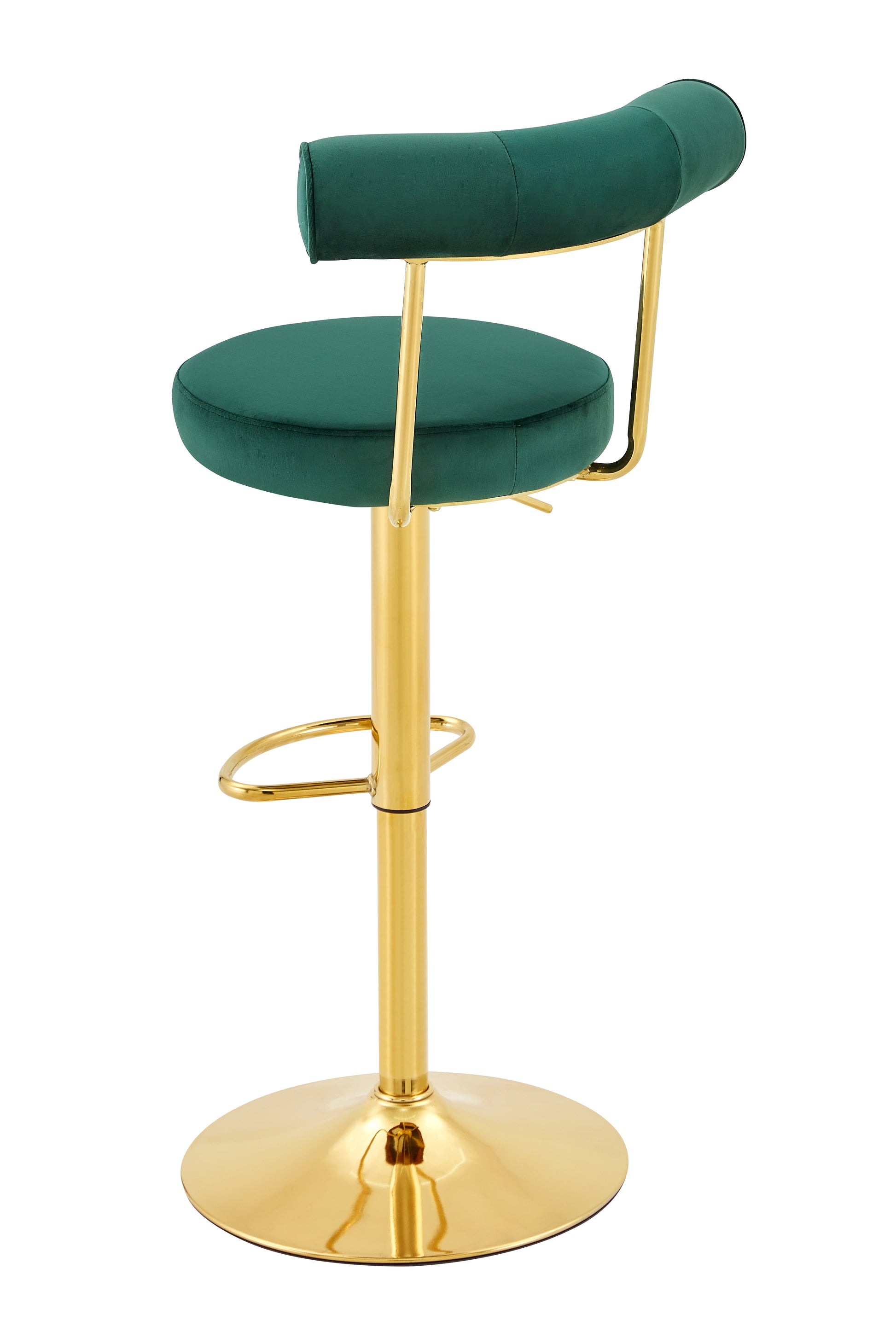 Soft Velvet Upholstered Swivel Adjustable Bar Chair with electroplated gold legs- Dining Room Living Room Bar Cafe Reception Desk Bar Stool(Dark Green, Set of 2) image 9