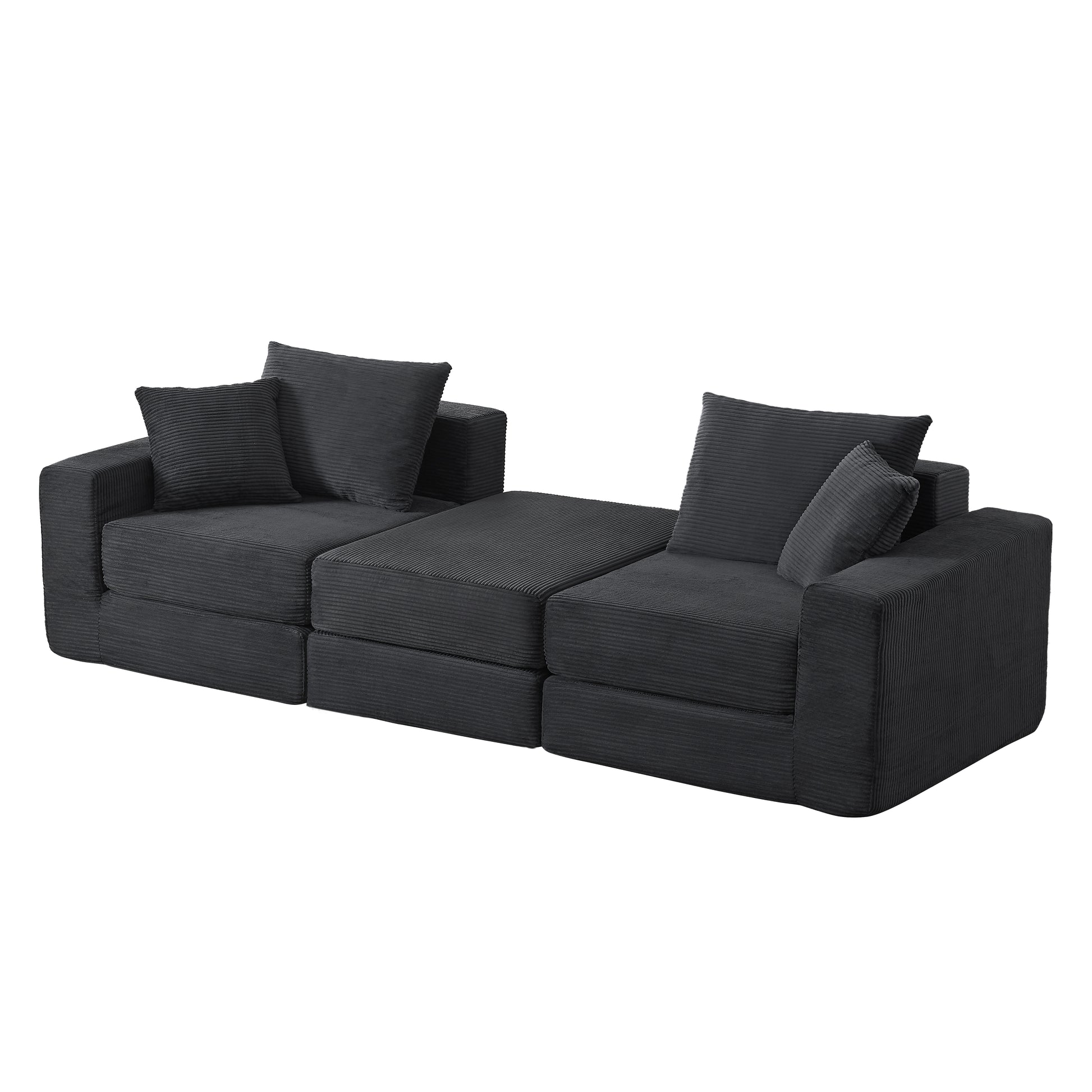 Modular Sectional Loveaeat Cloud Sofa, Boneless Couch with Non Slip Base, Cozy Sleeper Sofa for Customizable Living Spaces, Modern Modular Couch with L-Shape Chaise, Deep Seat & No Assembly image 10