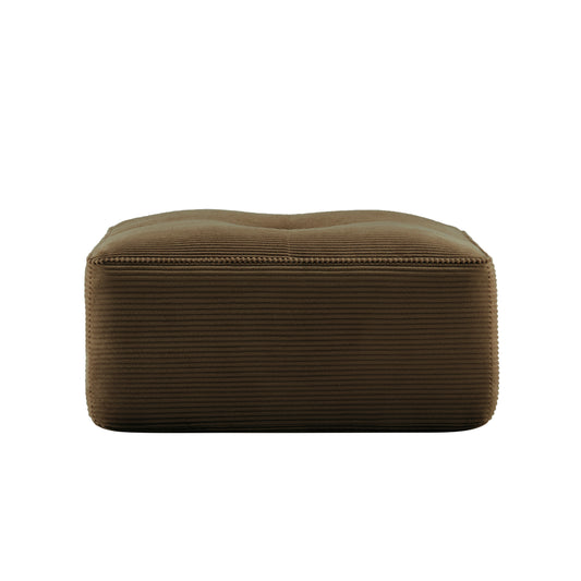 Brown corduroy ottoman front view - modular footrest by Dekuch