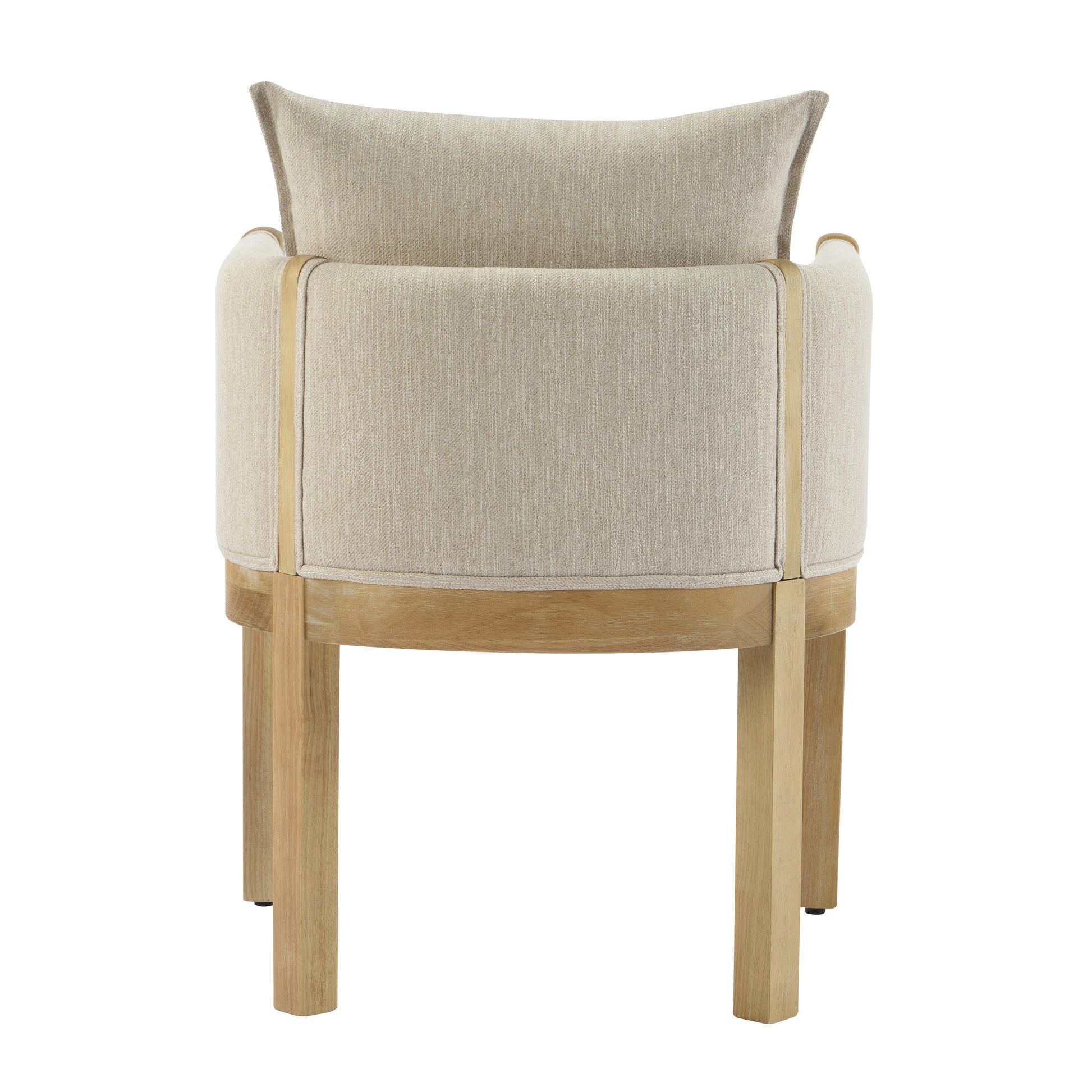 Linen Upholstered Armchair with Natural Rubber Wood Legs in Beige (Set of 2) image 8