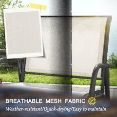 Outsunny Porch Glider Set of 2, Metal Frame Swing Glider Chairs with Breathable Mesh Fabric, Curved Armrests and Steel Frame for Garden, Poolside, Backyard, Balcony, Cream White
