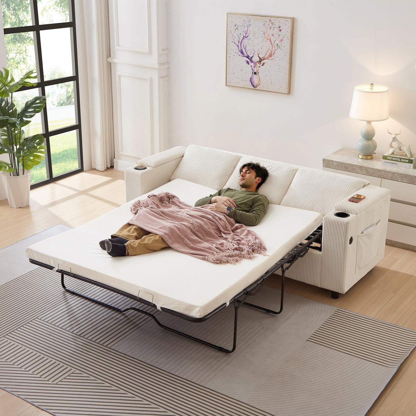 81" Large Sleeper Sofa with Sofa Matterss,Queen Size Pull Out Sofa Bed,2-in-1 Sleeper Sofa for Living Room, Apartment and Small Space. image 1