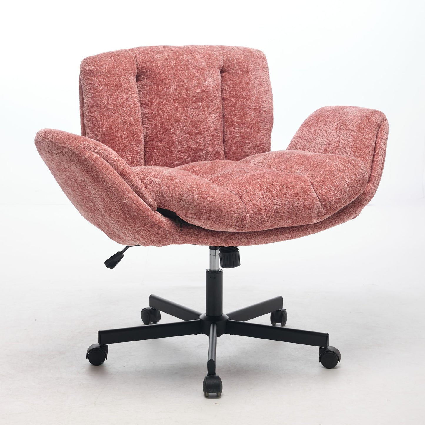 Modern Chenille Swivel Office Chair, Height Adjustable Task Chair with Convertible Multi-Position Armrests, Comfy Double Cushioned Desk Chair for Home, Study,Vanity & Living Room, Blush Pink,SW5028PK image 10
