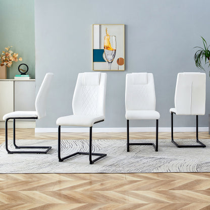 Modern dining chairs with faux leather upholstered seats - dining room chairs with metal legs, suitable for kitchen, living room, bedroom, dining room side chairs, set of 4 pieces (white+PU leather) image 1
