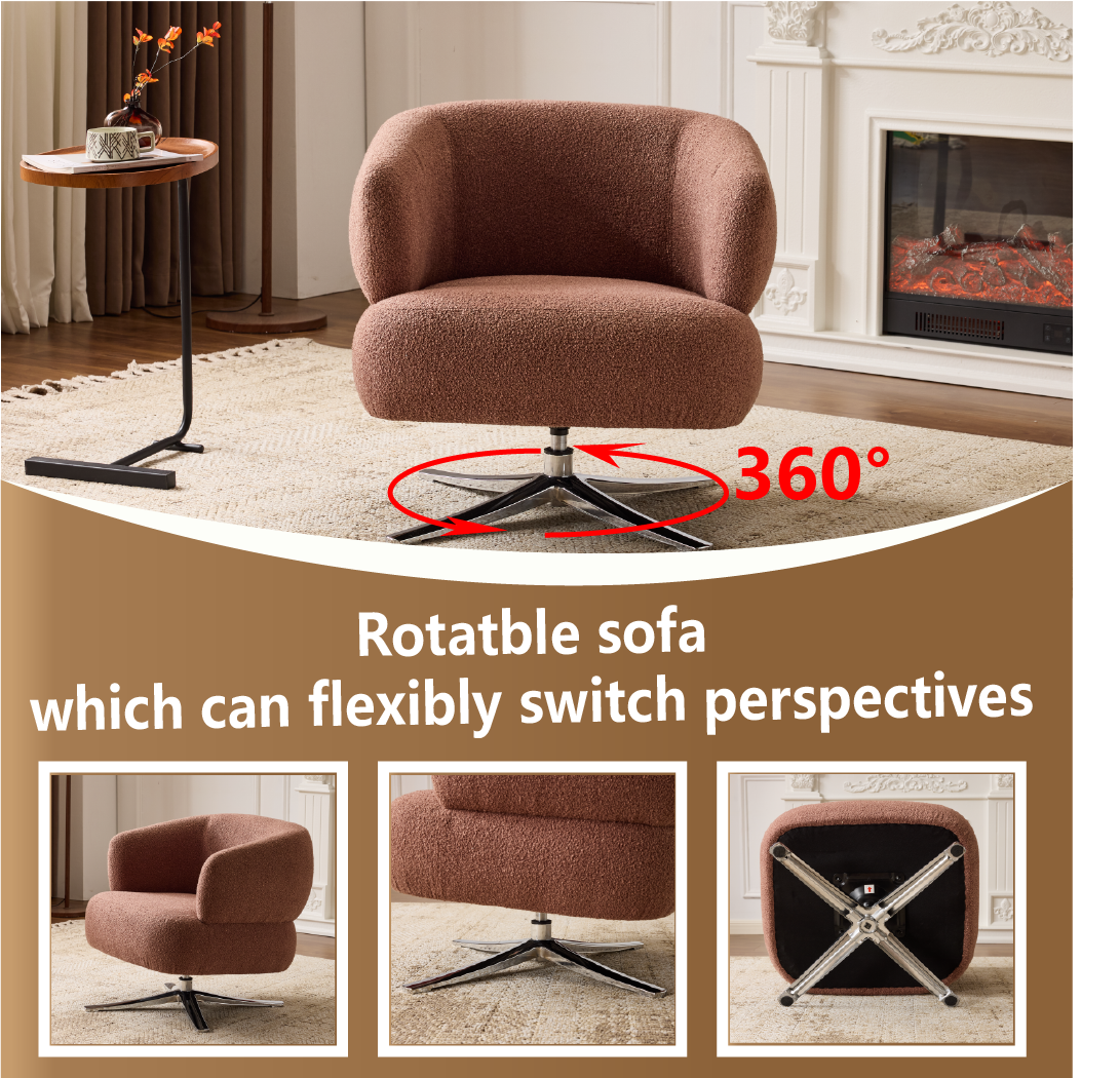 Cuddle-style leisure swivel sofa chair, suitable for balconies, studies and living rooms, Red image 9