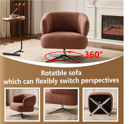 Cuddle-style leisure swivel sofa chair, suitable for balconies, studies and living rooms, Red image 9