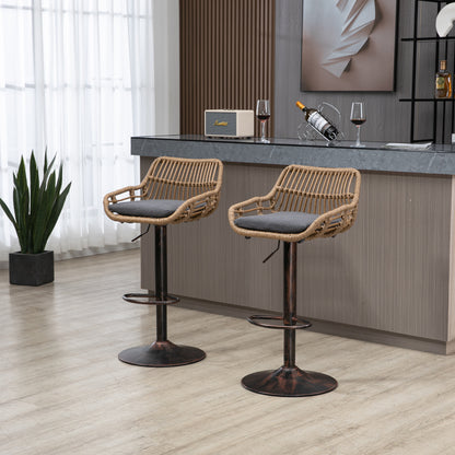 Modern Swivel Bar Stools Set of 2 Adjustable Counter Height Chairs with Footrest for Kitchen, Dining Room (Gray) image 9