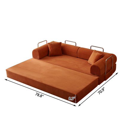 78.8" Compression Sofa,Convertible Floor Sofa Bed-with Pillow Back Support Armrest,Comfy Futon Couch Sleeper Bed,Loveseats Boneless Modular Sectional Sofa,Corduroy fabric,for Living Room,Bedroom image 11