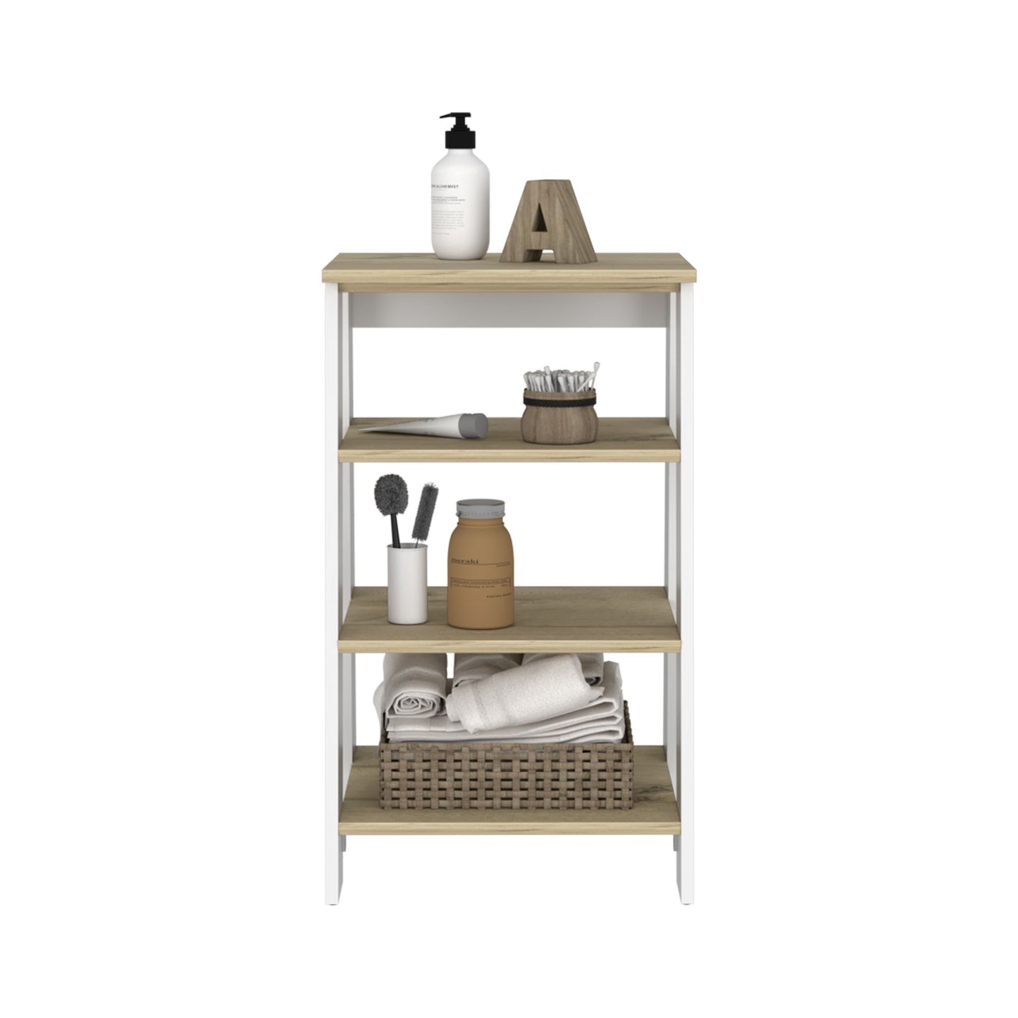 Cabinet 29.7H", Four Shelves, Vertical, Light Oak / White image 5