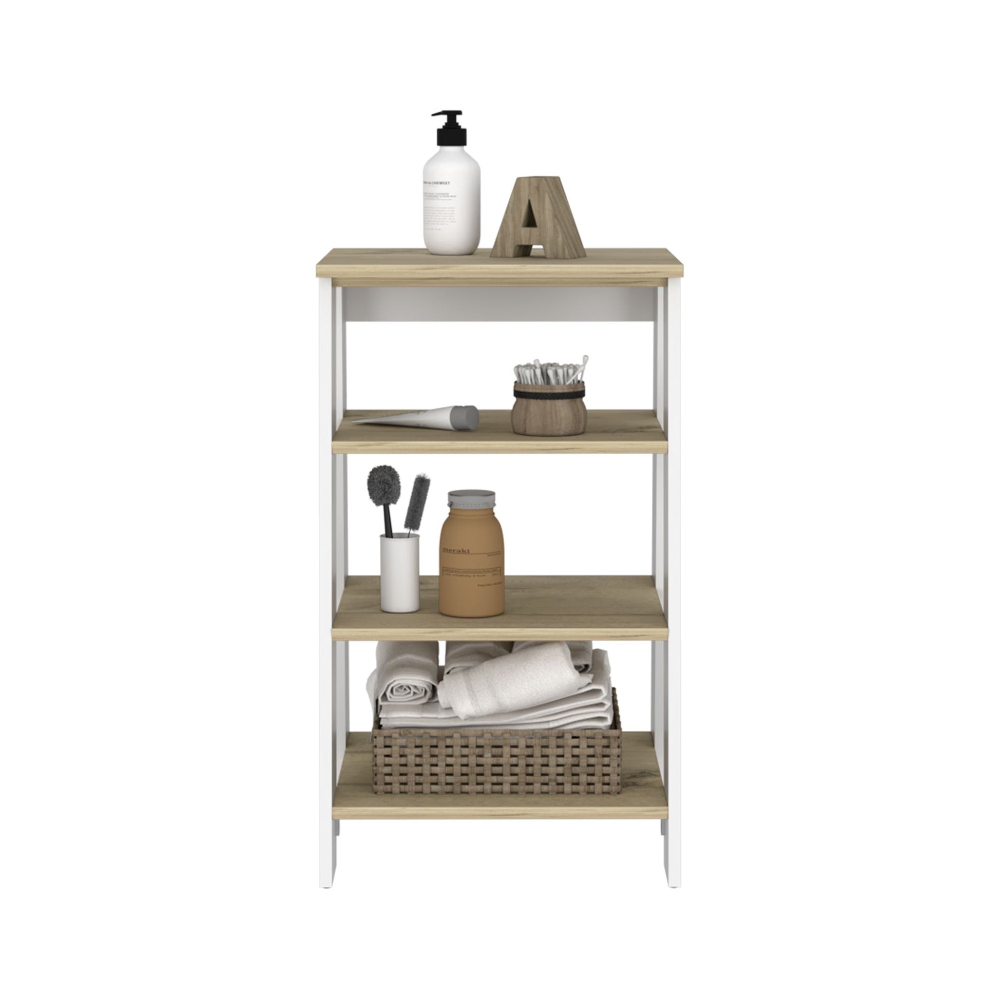 Cabinet 29.7H", Four Shelves, Vertical, Light Oak / White image 5