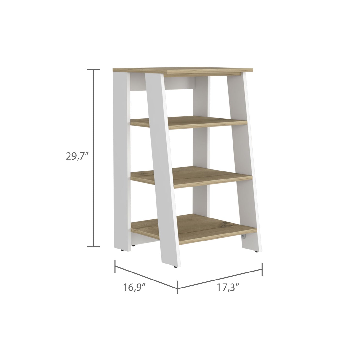Cabinet 29.7H", Four Shelves, Vertical, Light Oak / White image 2