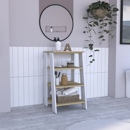 Cabinet 29.7H", Four Shelves, Vertical, Light Oak / White image 1