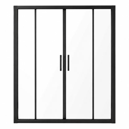 Comfystyle 60.W x 72.H Double Framed Sliding Shower Door, with 1/4" (6mm) Clear SGCC Tempered Glass, Matte Black Finish image 7