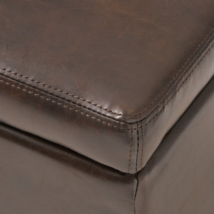 Upholstered PU Leather Storage Ottoman, Solid Wooden Legs (old sku 57742.00BRN) image 11