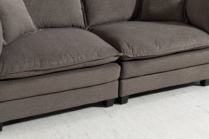 Modern 2seats 77.95"Sectional Sofa with Waist Pillows,2-seat Upholstered Symmetrical Sofa Furniture,Sleeper Sofa Couch with Chaise Lounge for Living Room,Apartment,3 Color image 4