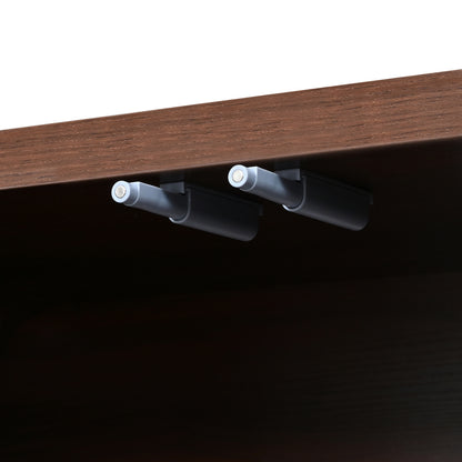 Farmhouse Curved Edge TV Stand with Large Cabinets for TVs up to 70", Minimalist Wood Grain Media Console with Cable Management, Mid Century TV Cabinet with Adjustable Shelves for Living Room, Walnut image 12
