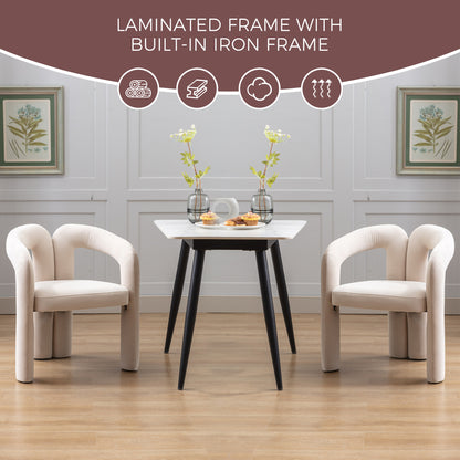 Contemporary Designed Velvet Fabric Upholstered Accent/Dining Chair /Barrel Side Chairs Kitchen Armchair for Living Room set of 2 (Beige Velvet) image 3