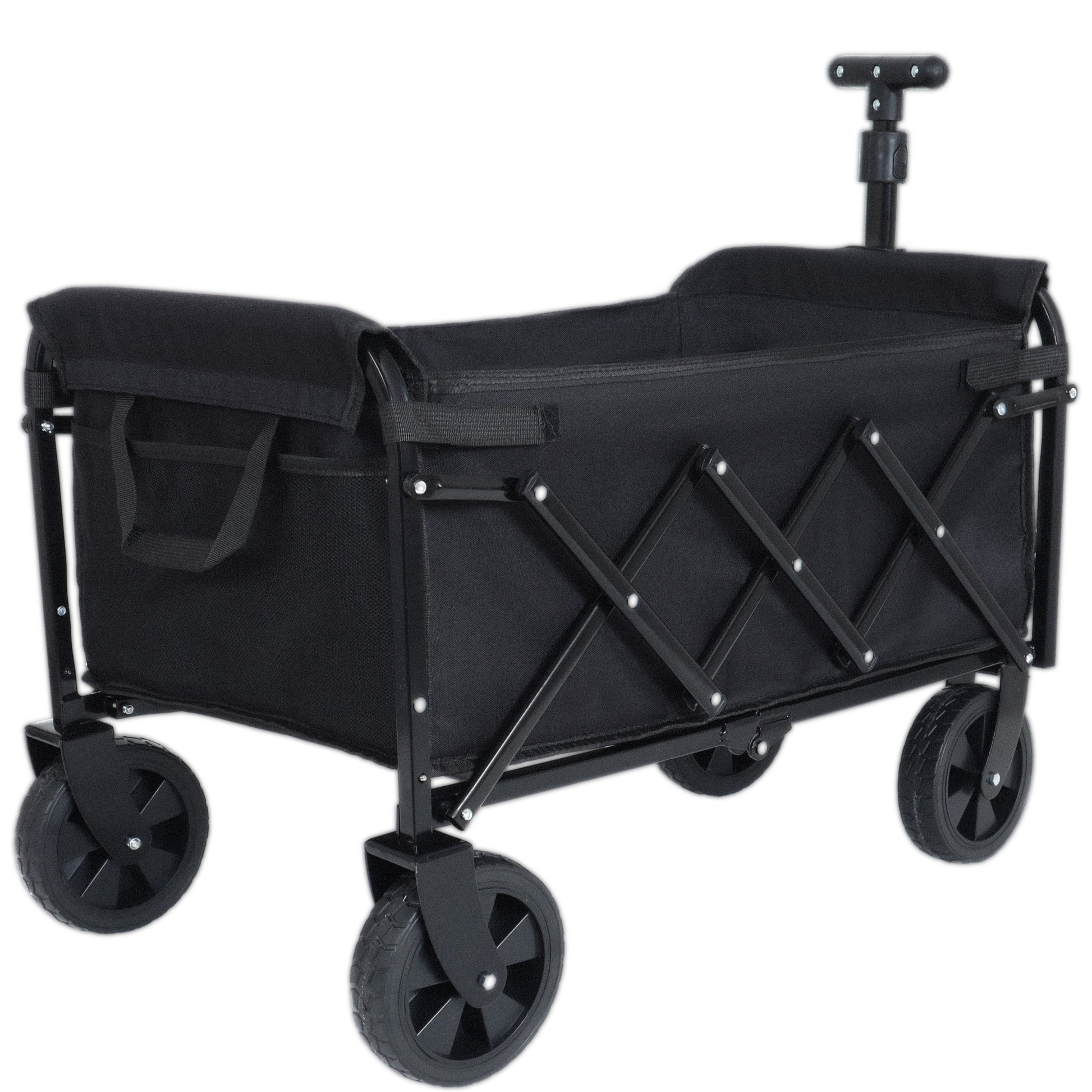 Expandable Dual-Layer Utility Wagon with 100% Extra Space - 225lbs Grocery Cart for Camping, Shopping, Sports, Gardening, Fishing, Black image 6