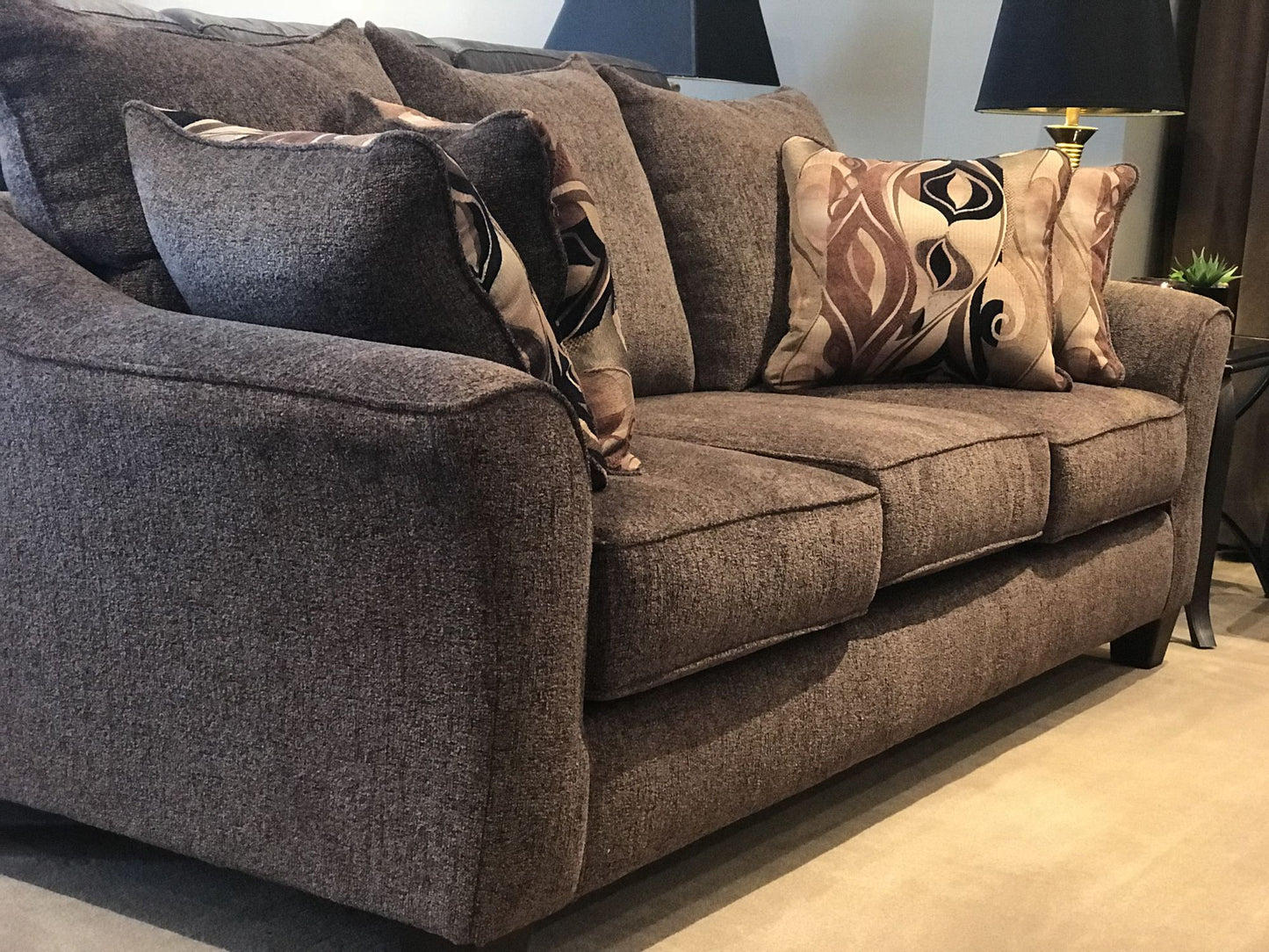 Camero Fabric Pillowback 2-Piece Living Room Set, Sofa and Loveseat, Brown image 3