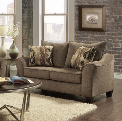 Camero Fabric Pillowback 2-Piece Living Room Set, Sofa and Loveseat, Brown image 2