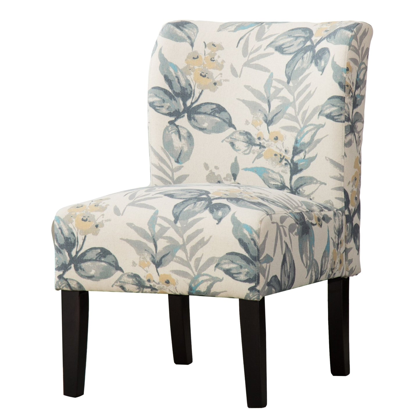 Capa Print Fabric Armless Contemporary Accent Chair, Blue Leaves image 10