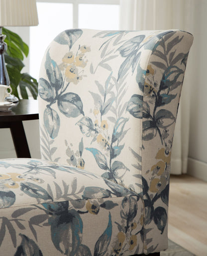 Capa Print Fabric Armless Contemporary Accent Chair, Blue Leaves image 6