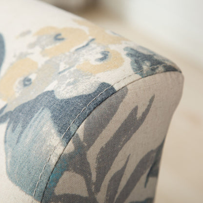 Capa Print Fabric Armless Contemporary Accent Chair, Blue Leaves image 9