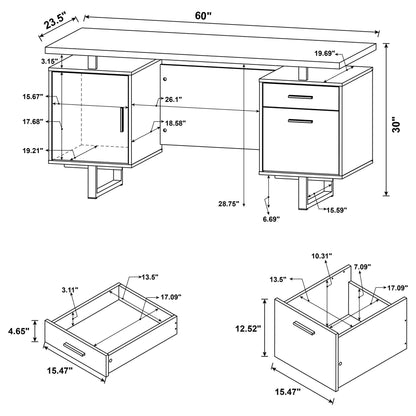 Cappuccino 2-drawer Floating Top Office Desk image 14