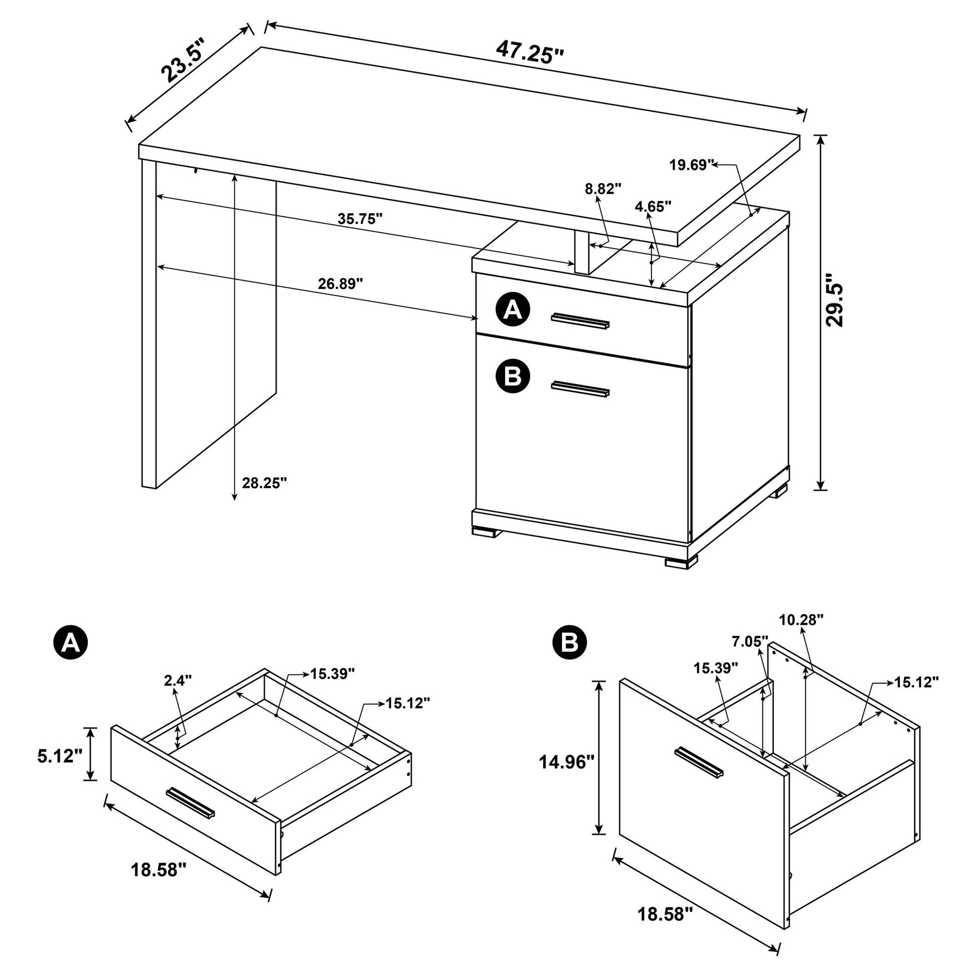 Cappuccino 2-Drawer Reversible Office Desk image 11