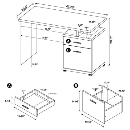 Cappuccino 2-Drawer Reversible Office Desk image 11