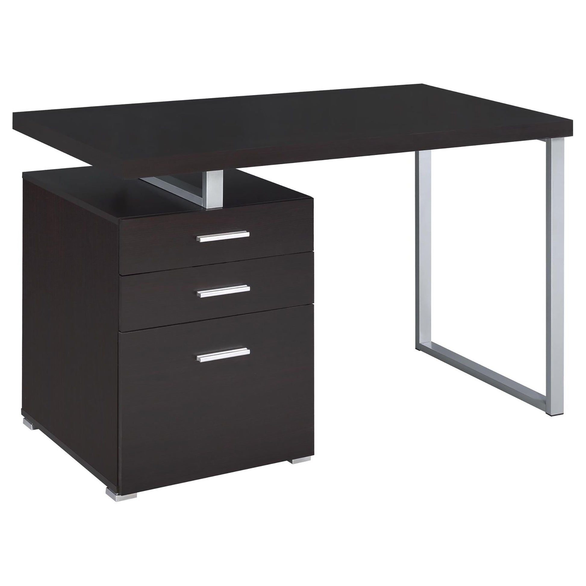 Cappuccino 3-drawer Reversible Office Desk image 3