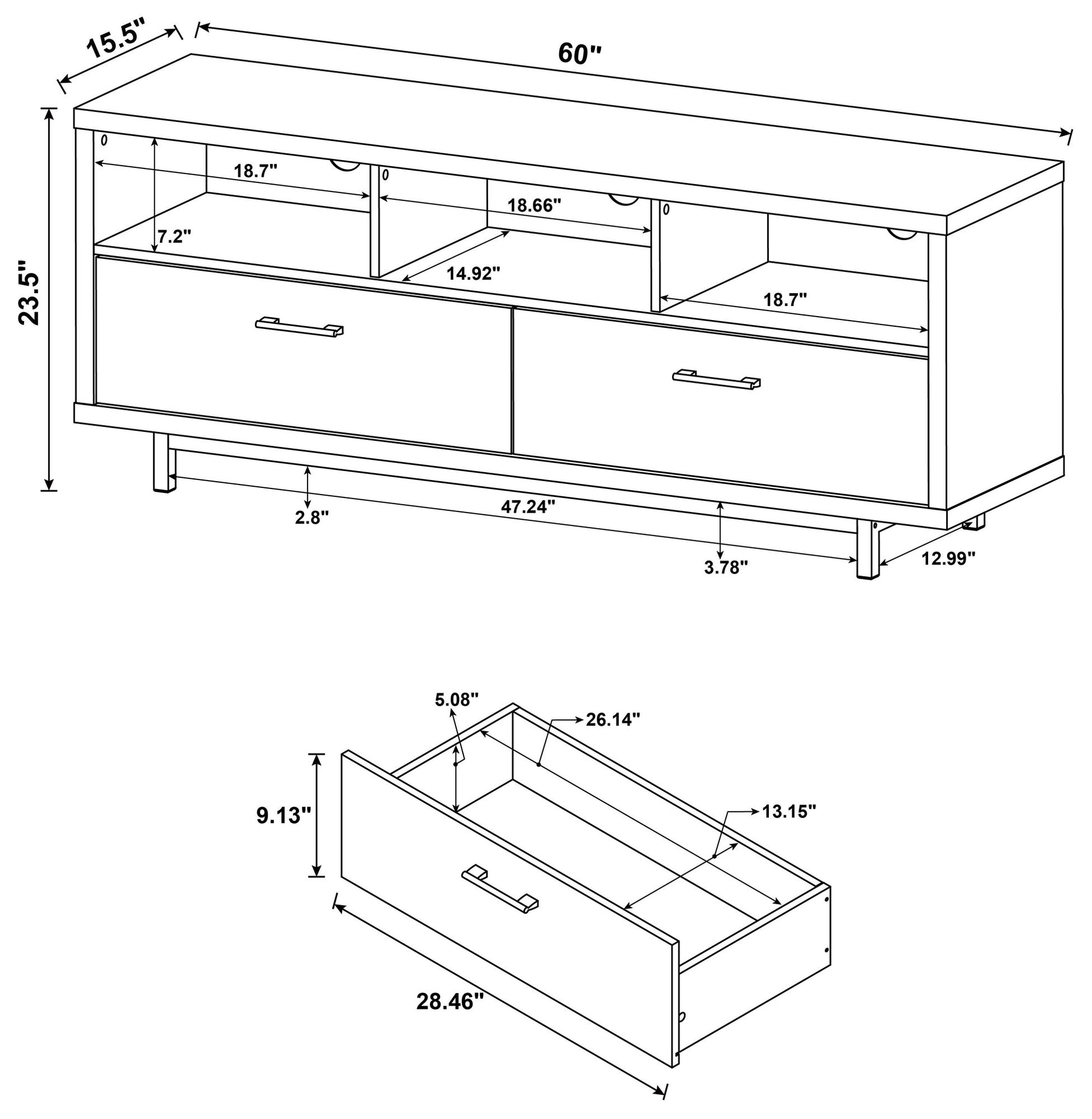 Cappuccino 60-inch Drawer Storage TV Console image 6