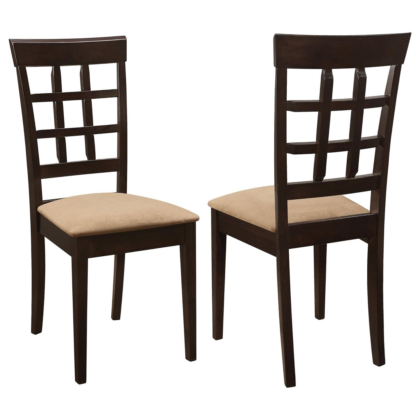 Cappuccino and Beige Lattice Back Dining Chair (Set of 2) image 2