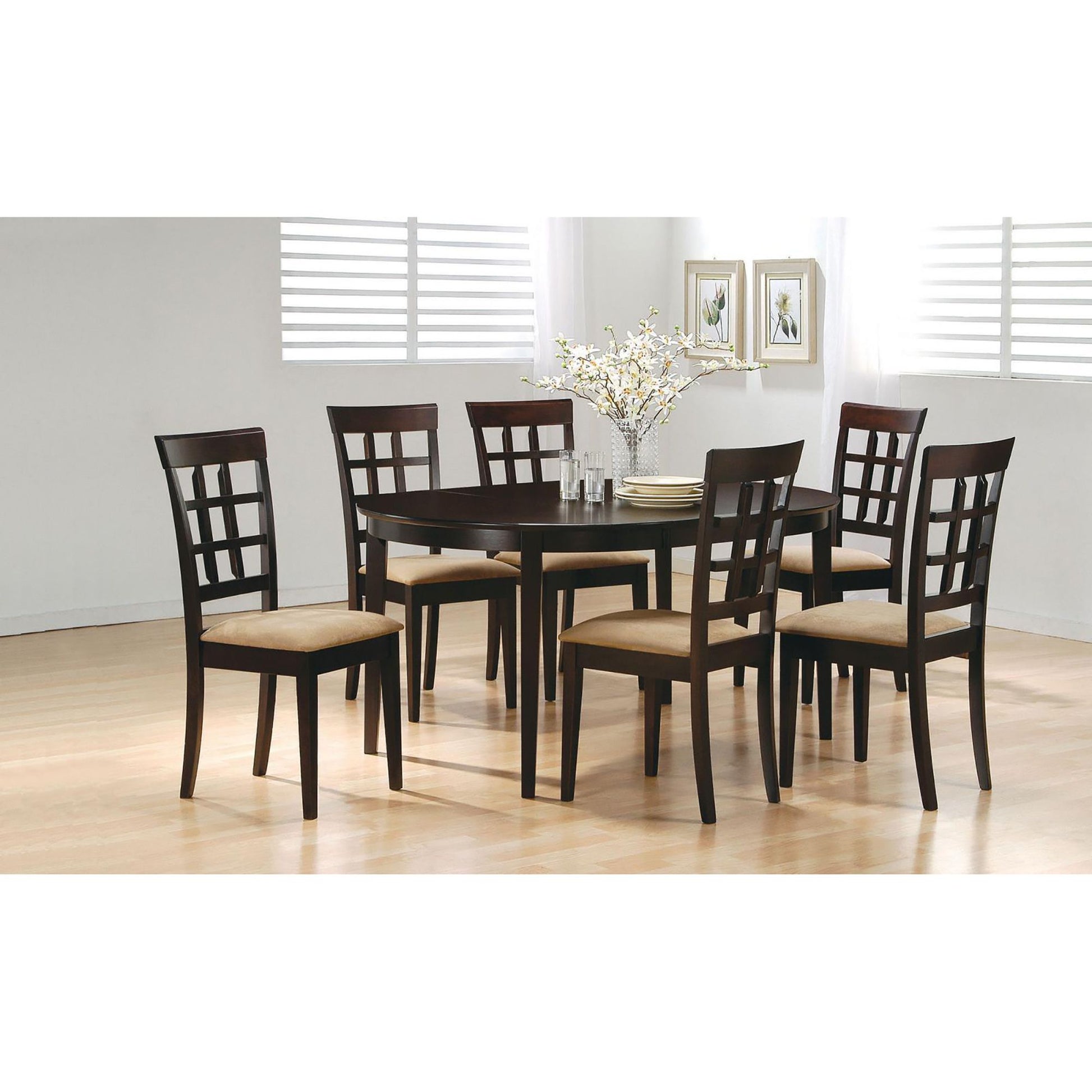 Cappuccino and Beige Lattice Back Dining Chair (Set of 2) image 10